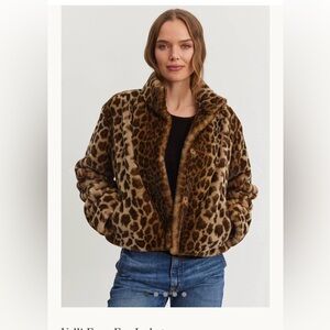 Velvet by Graham and Spencer - Leopard Print Faux Fur Jacket